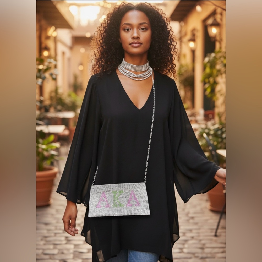 Alpha Kappa Alpha rhinestone shoulder bag